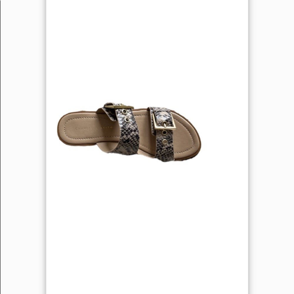 NIB Charles & Keith Snakeskin Buckle Slides Size 5.5 - Picture 5 of 8
